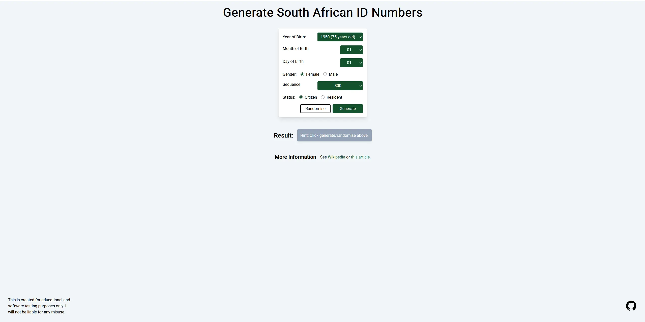 Generate SA ID Numbers