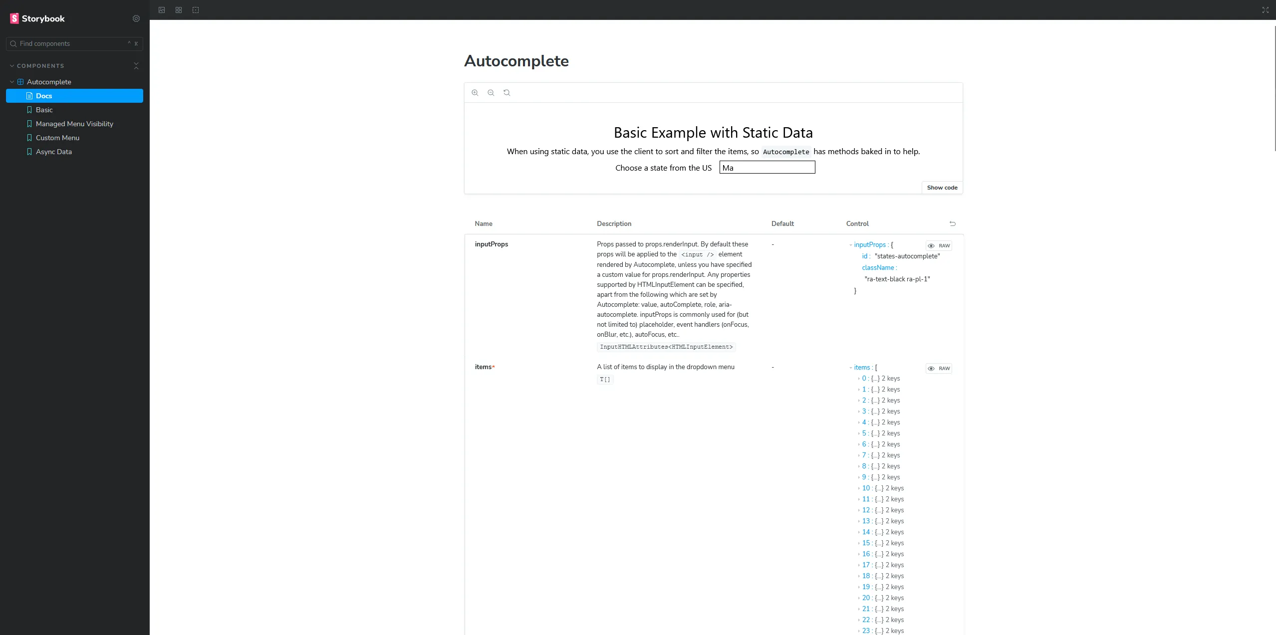 React Autocomplete